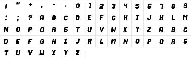 Fixation Italic  glyph index