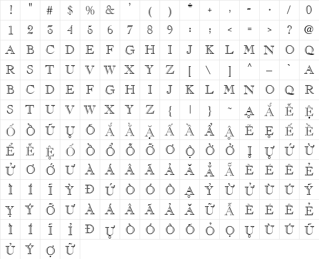 VI Cam Huong Hoa Normal  glyph index
