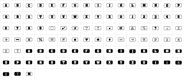 Bullets1 Regular  glyph index