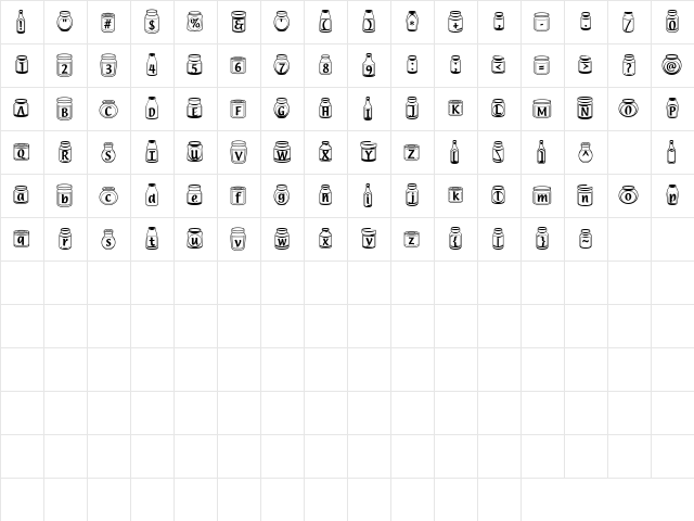 LD Jars Regular  glyph index