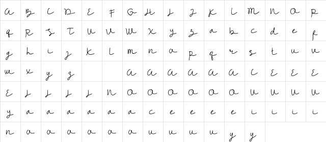 WARINGTONS DEMO Script Regular  glyph index