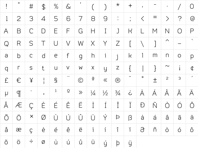 Do Gothic Light  glyph index