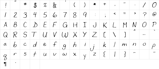 Jackie Regular  glyph index