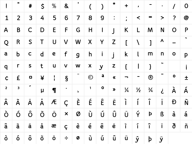 SpeakTF-Heavy Regular  glyph index