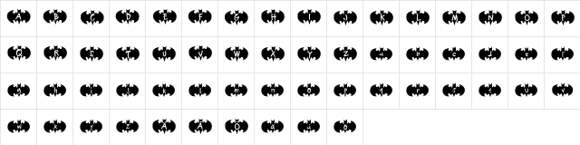 Bat Ben Regular  glyph index