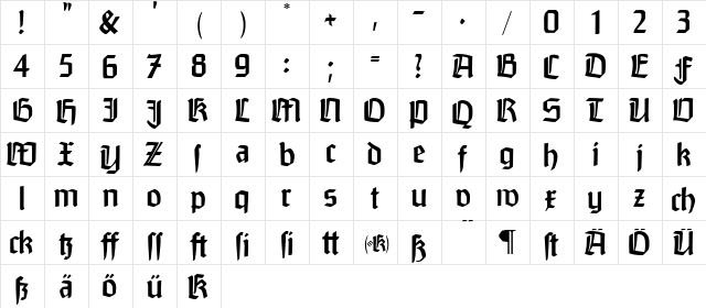 Brahms-Gotisch Regular  glyph index