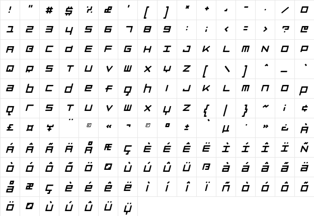LuggageRound RegularObl  glyph index
