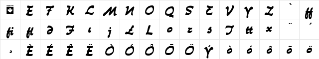 Puma Alt Regular  glyph index