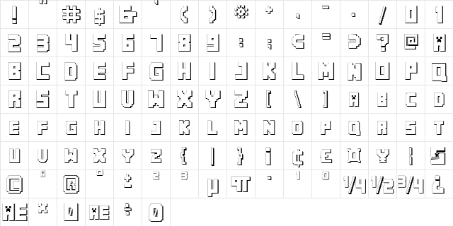 MINECRAFT PE Regular  glyph index