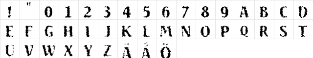 Sand Regular  glyph index