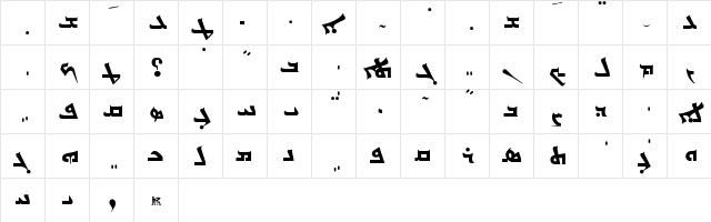 Estrangelo (V1.1) Regular  glyph index
