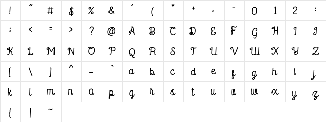 Saffa Script Script Monoline  glyph index