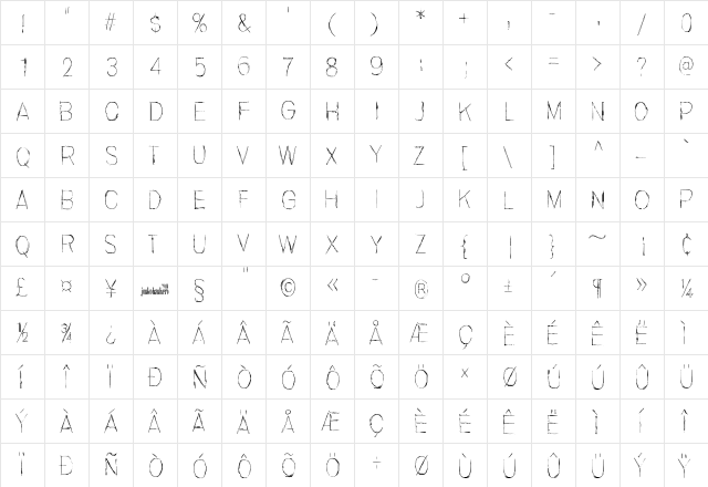 Invisiblerror, Edge Regular  glyph index