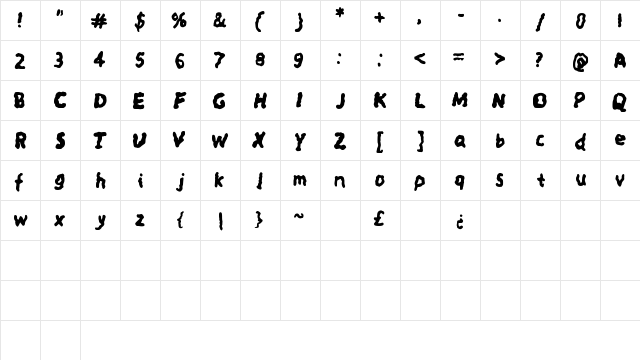 Spooky Squiggles Regular  glyph index