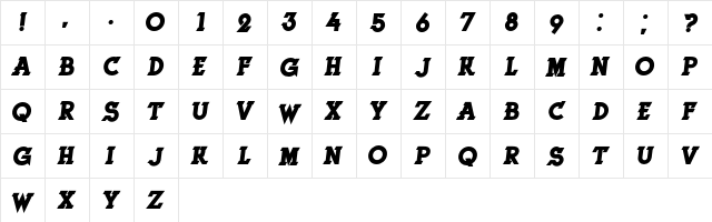 Herne Bold Italic  glyph index
