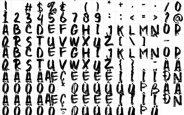 Higher Jump Regular  glyph index