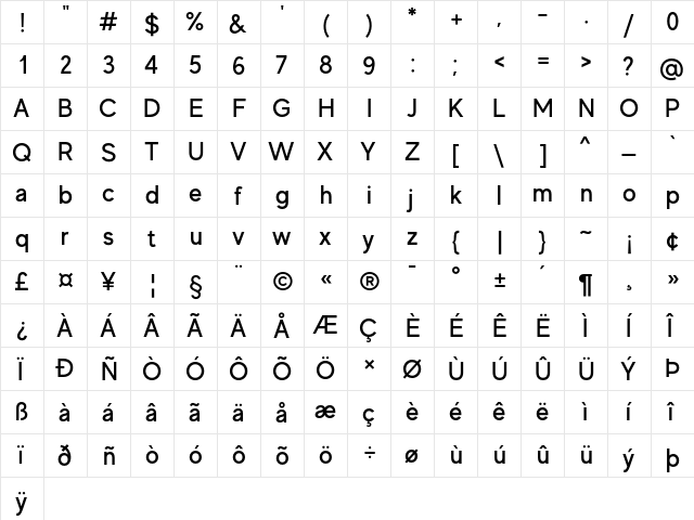 MADE Evolve Sans Medium  glyph index