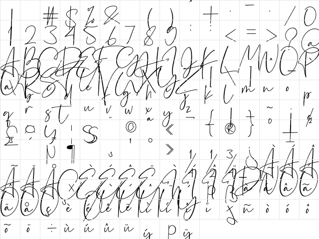 Estefin Regular  glyph index
