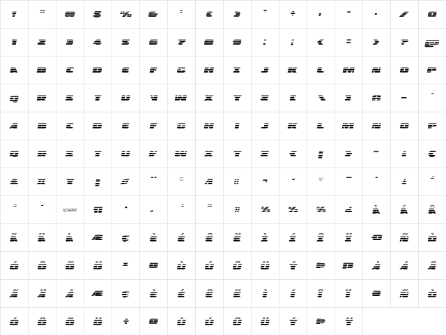 Police Cruiser Gradient Italic Italic  glyph index