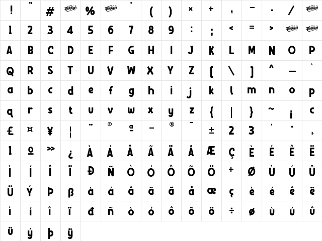 HUBBY BUNNY Regular  glyph index