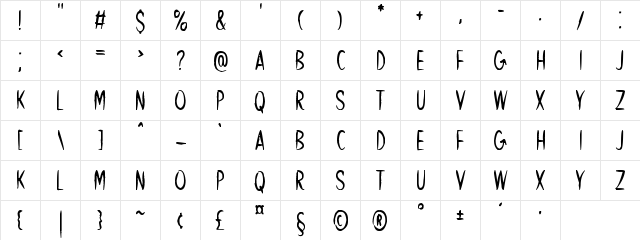 My Father Regular  glyph index