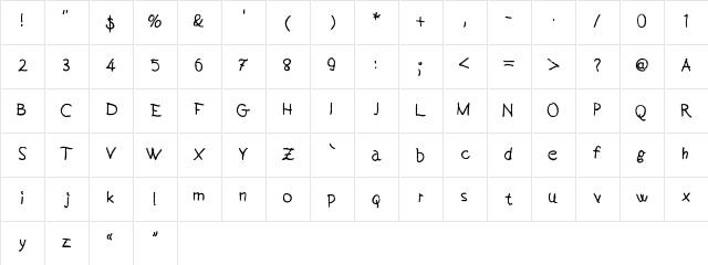 Handeer Medium  glyph index