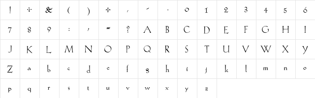 BELLESTAR Regular  glyph index