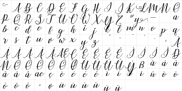 Lovely Day Personal Use Regular  glyph index