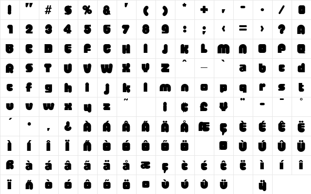 Mr Big SF Regular  glyph index