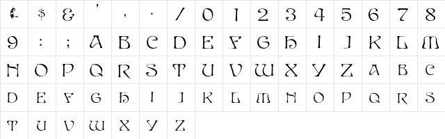 EddaCaps Regular  glyph index