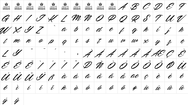 Mellissa Personal Use Regular  glyph index