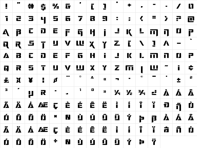 Deceptibots Expanded Expanded  glyph index