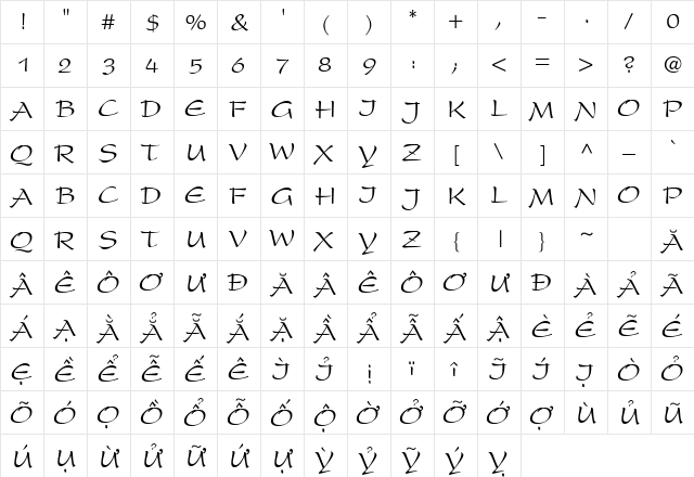 .VnPresentH Medium  glyph index