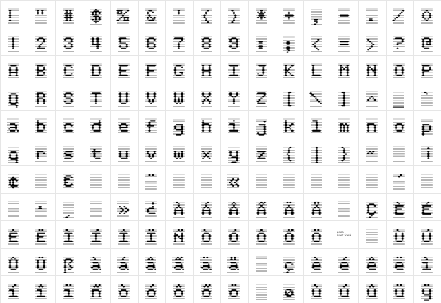 Karlisbad Regular  glyph index