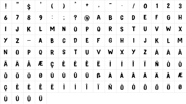 Studio Brush DEMO Regular  glyph index