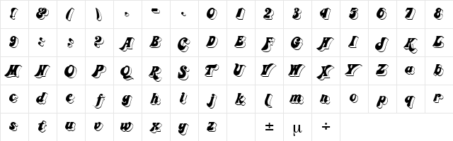 Fremont Regular  glyph index