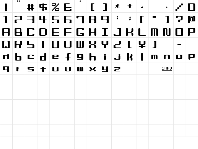 Biscuits (sRB) Regular  glyph index