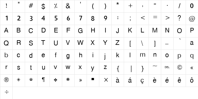 Hacen Liner Print-out Regular  glyph index