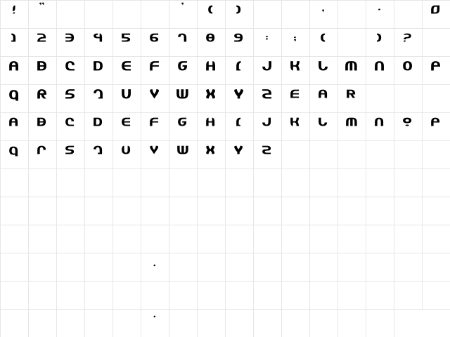 Ewok Bold  glyph index