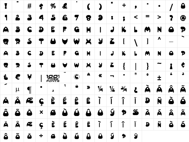 Altamonte NF Regular  glyph index