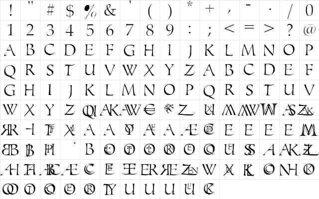 MonogramsToolbox Regular  glyph index