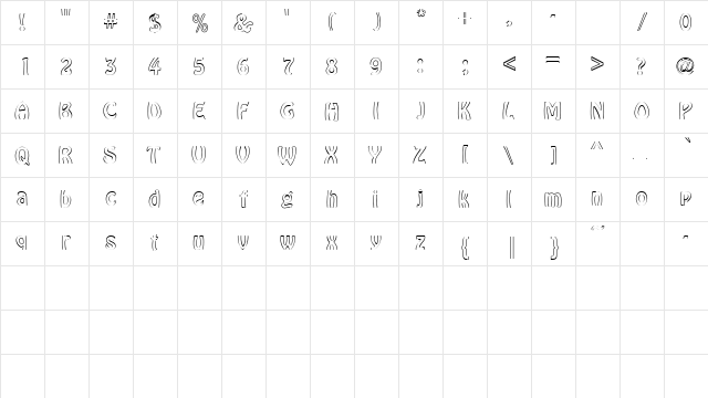 BoffoOutlineSSK Regular  glyph index