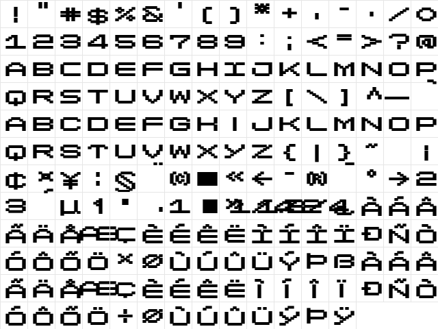 LomoWallPixel LT Std 50 Regular  glyph index