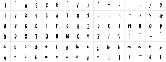 Maulida Regular  glyph index