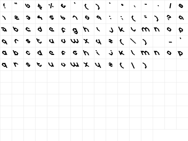 Charlie's Angles Left Left  glyph index