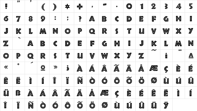 Neuland Inline  glyph index