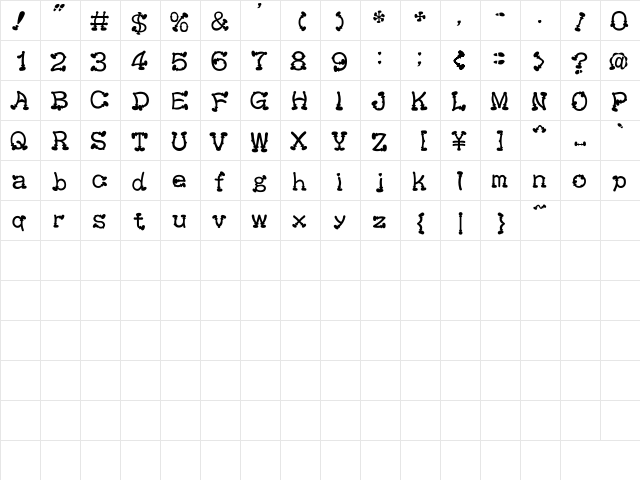 KeiBoots Font Regular  glyph index
