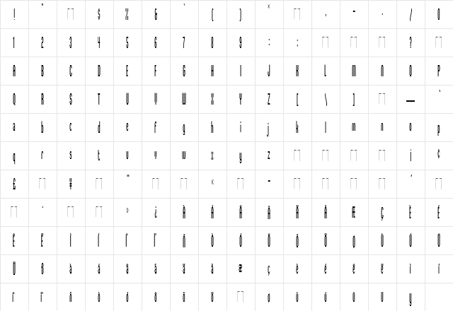 Digitek Regular  glyph index