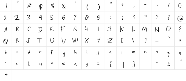 Andila Regular  glyph index