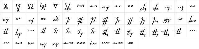 Quiller Ligatures Regular  glyph index